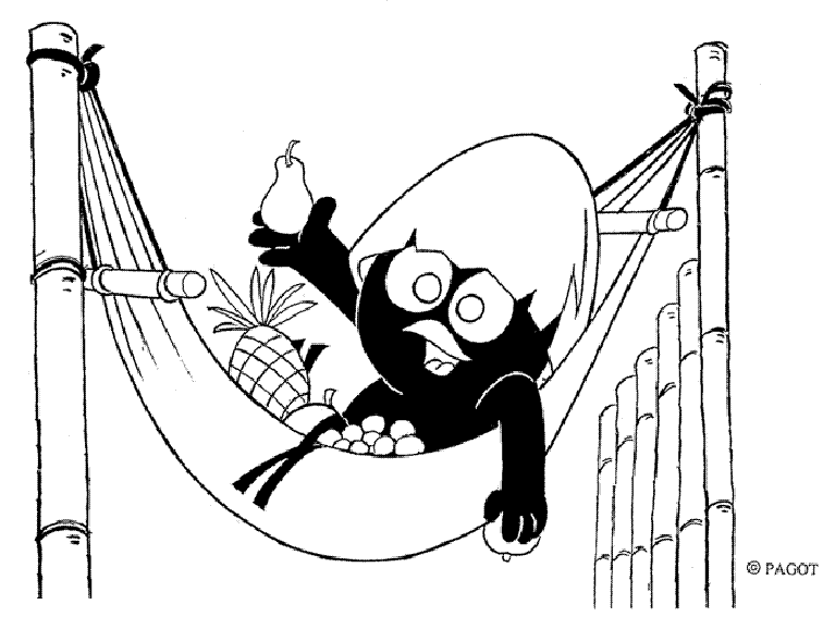 coloriage calimero dans son hamac